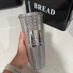 Disney Parks 100th Anniversary Silver Platinum Chrome Studded Starbucks Tumbler